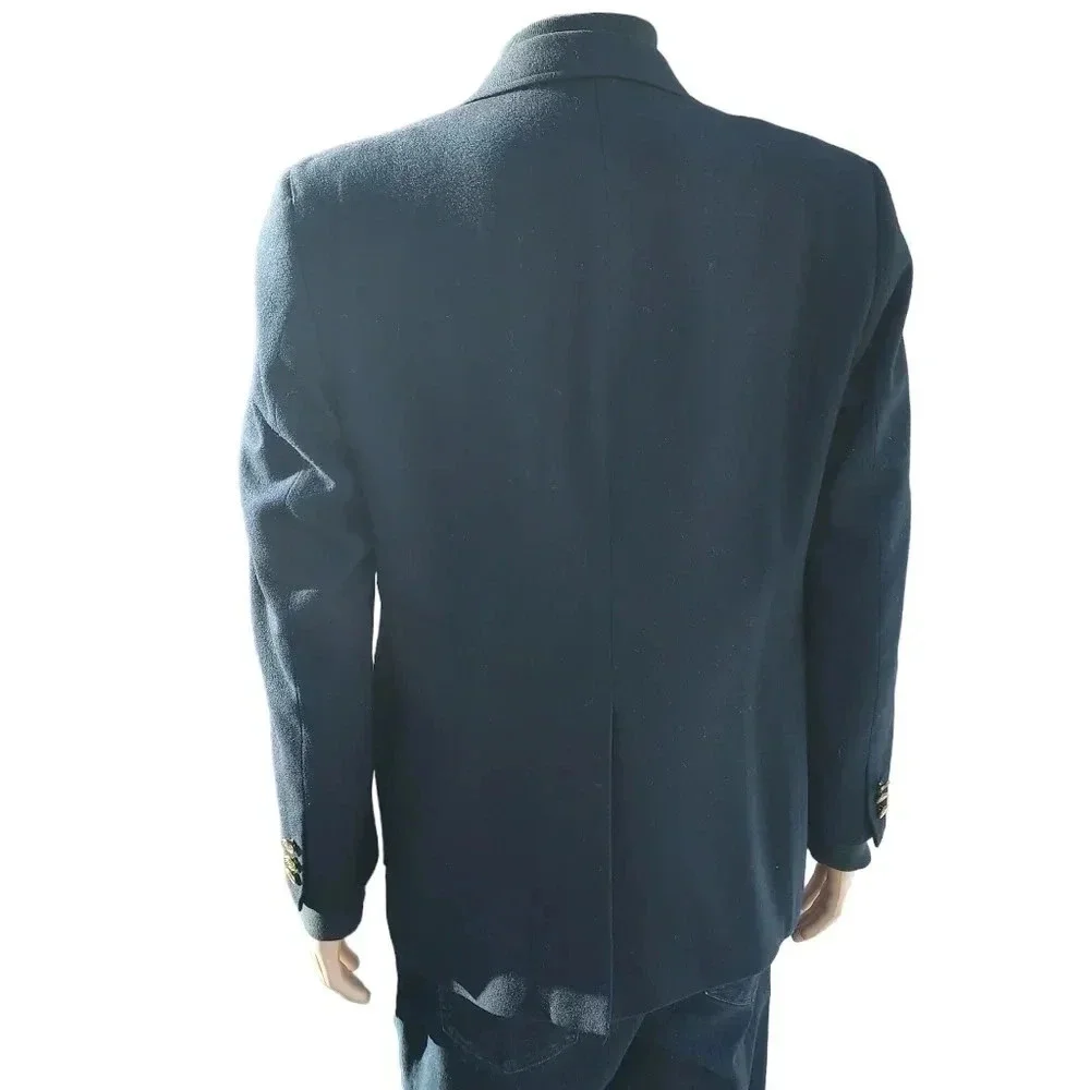 Haggar Mens 100% Pure Wool Mens Suit Jacket Gold Buttons Size 42 in Blue